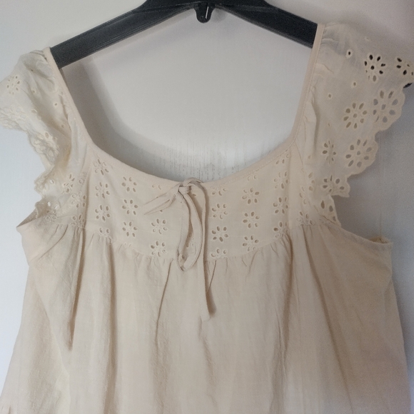 &MERCI Natural 100% Cotton Eyelet Lace  Babydoll dress L - Picture 5 of 5